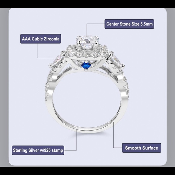 New! Princess Cut & Sapphire 3 ring 3A 6mm cz Sterling Silver Engagement Ring! - Picture 13 of 17